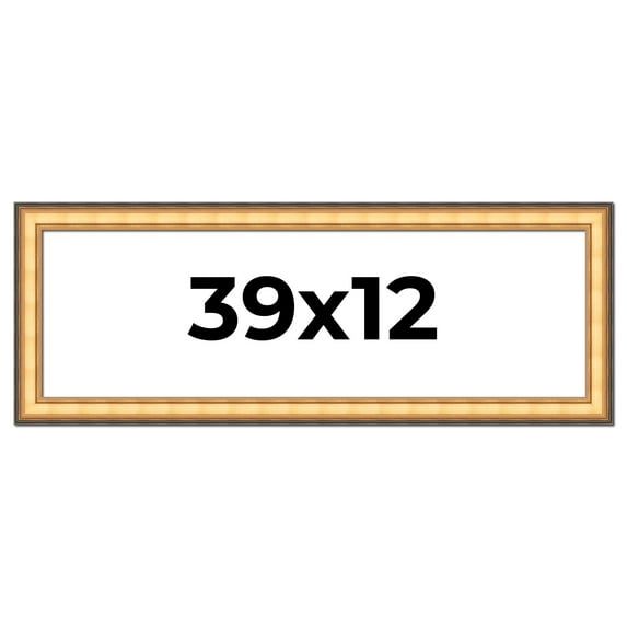 39x12 Frame Gold Plein Aire Solid Wood Picture Frame Width 2 Inches | Interior Frame Depth 0.5