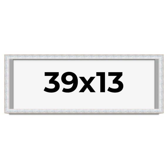 39x13 Shadow Box Frame Silver | 1.625 Inches Deep Real Wood Contemporary Shadowbox Display Frame |