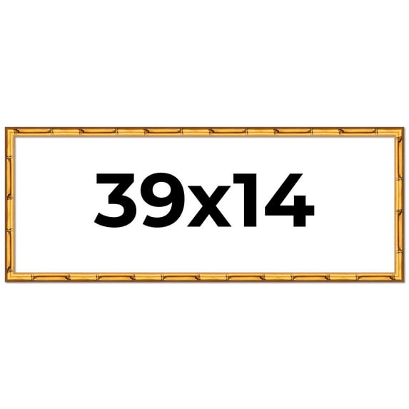 39x14 Frame Gold Bamboo Solid Wood Picture Frame | 0.75 Inch Moulding Width | Interior Frame Depth