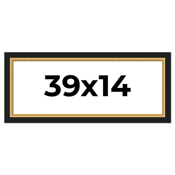 39x14 Frame Gold Real Wood Picture Frame Width 2.25 Inches | Interior Frame Depth 0.5 Inches |
