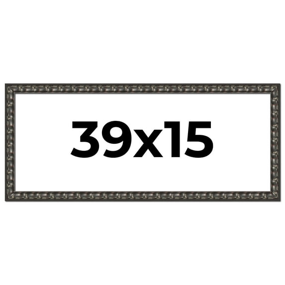39x15 Frame Black-Brown Medieval Solid Wood Picture Frame | 1.5 Inch Moulding Width | Gotham