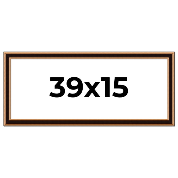 39x15 Frame Gold Brown Plein Air Vintage Solid Wood Picture Frame | 1.75 Inches Moulding Width |