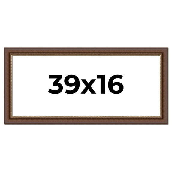 39x16 Copper and Brown Real Wood Picture Frame Width 2 inches | Interior Frame Depth 0.5 inches |