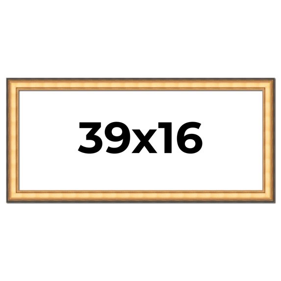 39x16 Frame Gold Plein Aire Solid Wood Picture Frame Width 2 Inches | Interior Frame Depth 0.5