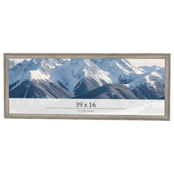 39x16 Frame Grey Solid Wood Picture Frame Width 1 Inches | Interior Frame Depth 0.5 Inches |