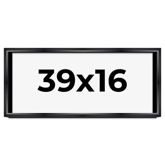 39x16 Shadow Box Frame Black | 1.25 inches Deep Real Wood Contemporary Shadowbox Display Frame | UV