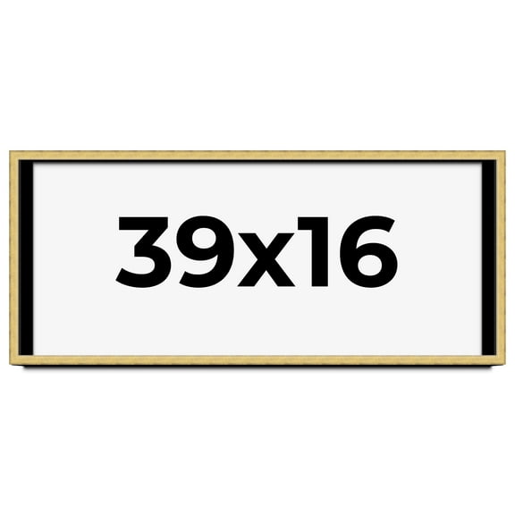 39x16 Shadow Box Frame Gold | 1.375 Inches Deep Real Wood Contemporary Shadowbox Display Frame | UV