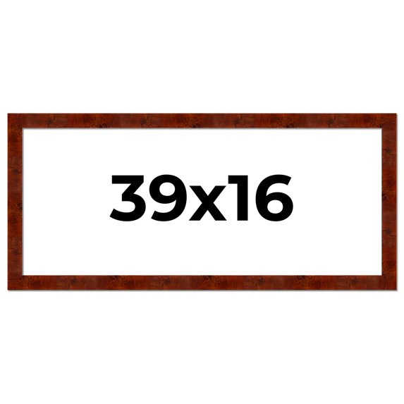 39x16 Walnut Brown Veneer Real Wood Picture Frame Width 1.75 inches | Interior Frame Depth 0.5