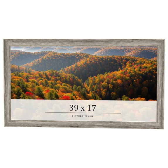 39x17 Frame Grey Solid Wood Picture Frame Width 1 Inches | Interior Frame Depth 0.5 Inches |