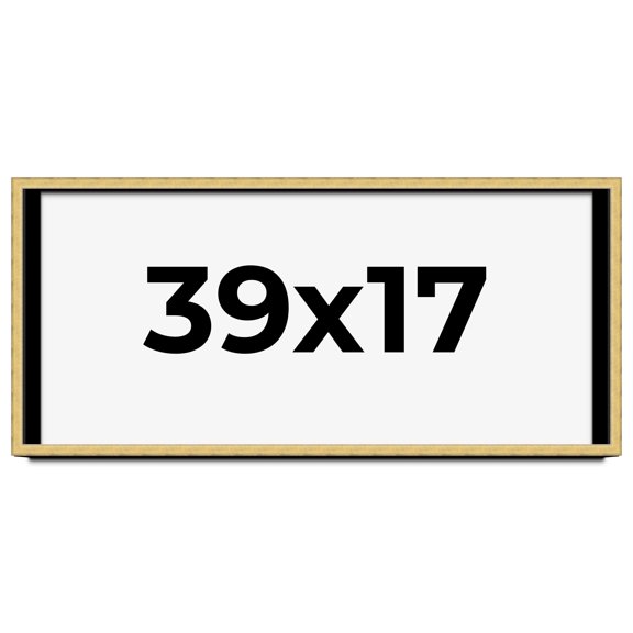 39x17 Shadow Box Frame Gold | 1.375 Inches Deep Real Wood Contemporary Shadowbox Display Frame | UV
