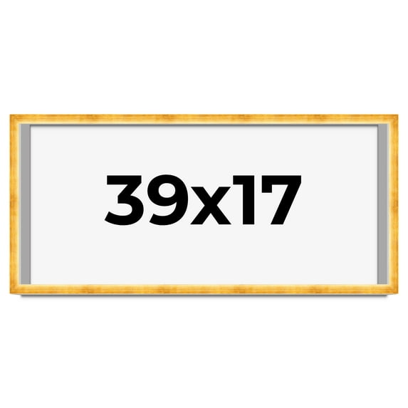 39x17 Shadow Box Frame Gold | 1.625 Inches Deep Real Wood Traditional Shadowbox Display Frame | UV