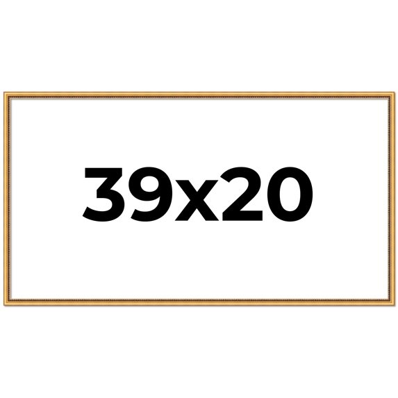 39x20 Frame Beaded Gold Solid Wood Picture Frame | 0.75 Inches Moulding Width | Liscio Oro