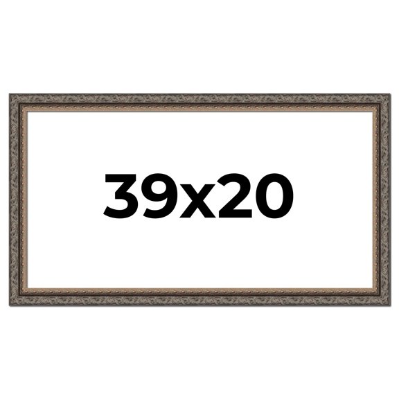 39x20 Frame Black Real Wood Picture Frame Width 2 inches | Interior Frame Depth 0.5 inches | Fitz