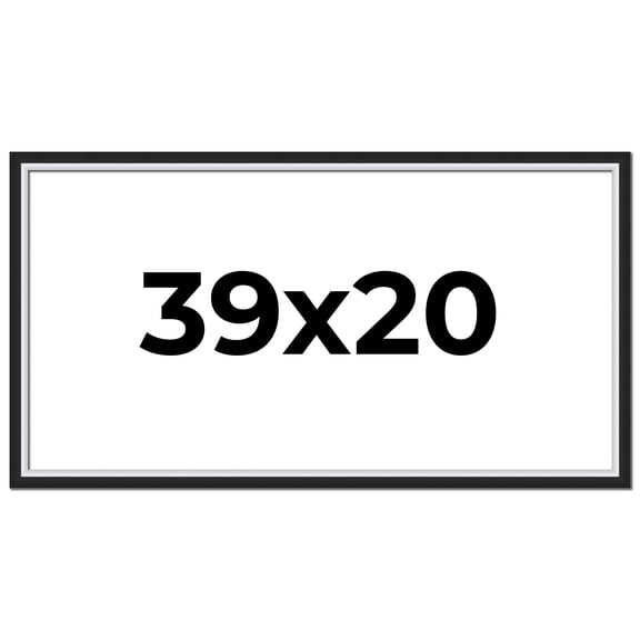 39x20 Frame Black & Silver Solid Wood Picture Frame Width 1.25 Inches | Interior Depth 0.75 Inches