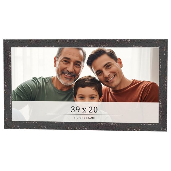 39x20 Frame Black Solid Wood Picture Frame Width 1.125 Inches | Interior Frame Depth 0.5 Inches |