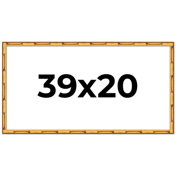 39x20 Frame Gold Bamboo Solid Wood Picture Frame | 0.75 Inch Moulding Width | Interior Frame Depth