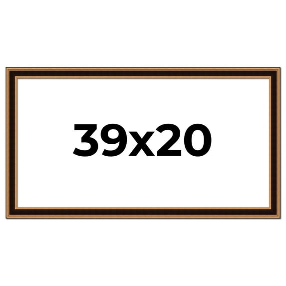 39x20 Frame Gold Brown Plein Air Vintage Solid Wood Picture Frame | 1.75 Inches Moulding Width |