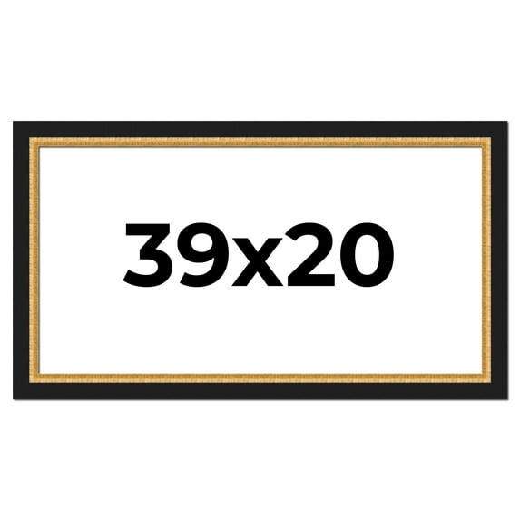 39x20 Frame Gold Real Wood Picture Frame Width 2.25 Inches | Interior Frame Depth 0.5 Inches |