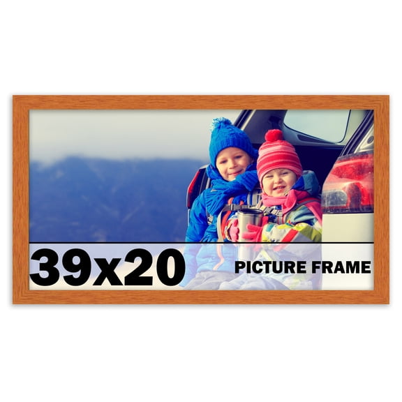 39x20 Frame Honey Pecan Brown Picture Frame - Modern Photo Frame Includes UV Acrylic Shatter Guard