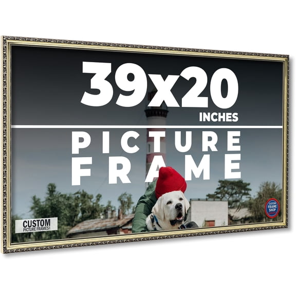 39x20 Frame Silver Solid Wood Picture Frame Width 1.125 Inches | Interior Frame Depth 0.375 Inches