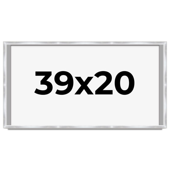 39x20 Frame Silver Whitewashed Wood Grain Solid Wood Shadow Box | 0.75 Inch Moulding Width | 0.75