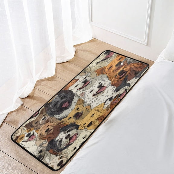 39x20 Inch Non-Slip Floor Mat Hallway Runner Rug Entrance Floor Mat Runner for Kitchen and Living Room A Large Group Of Dogs