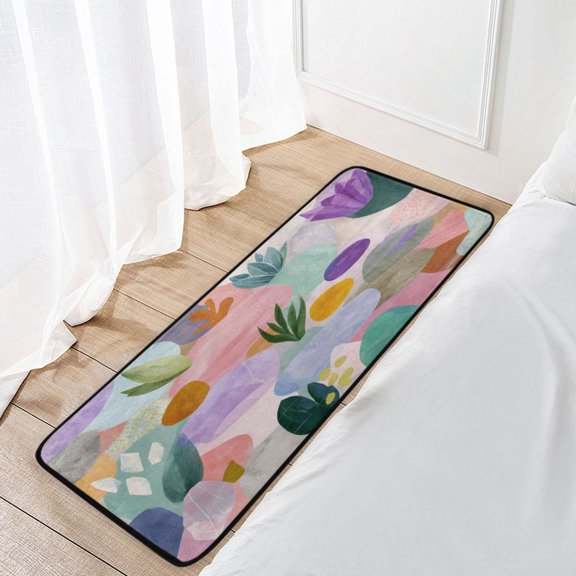 39x20 Inch Non-Slip Floor Mat Hallway Runner Rug Entrance Floor Mat Runner for Kitchen and Living Room Abstract Shapes and Forms Pattern