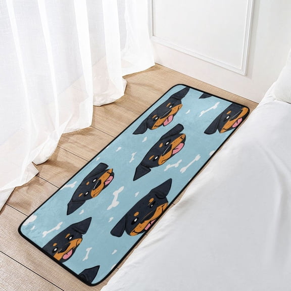 39x20 Inch Non-Slip Floor Mat Hallway Runner Rug Entrance Floor Mat Runner for Kitchen and Living Room Cartoon Dog Faces and Bones