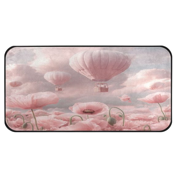 39x20 Inch Non-Slip Floor Mat Hallway Runner Rug Entrance Floor Mat Runner for Kitchen and Living Room Clouds and Hot Air Balloons