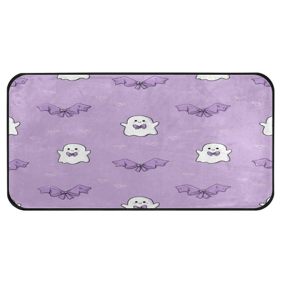 39x20 Inch Non-Slip Floor Mat Hallway Runner Rug Entrance Floor Mat Runner for Kitchen and Living Room Cute Purple Ghost Pattern