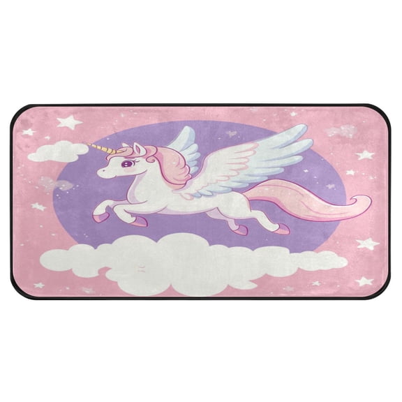 39x20 Inch Non-Slip Floor Mat Hallway Runner Rug Entrance Floor Mat Runner for Kitchen and Living Room Flying Unicorn with Wings