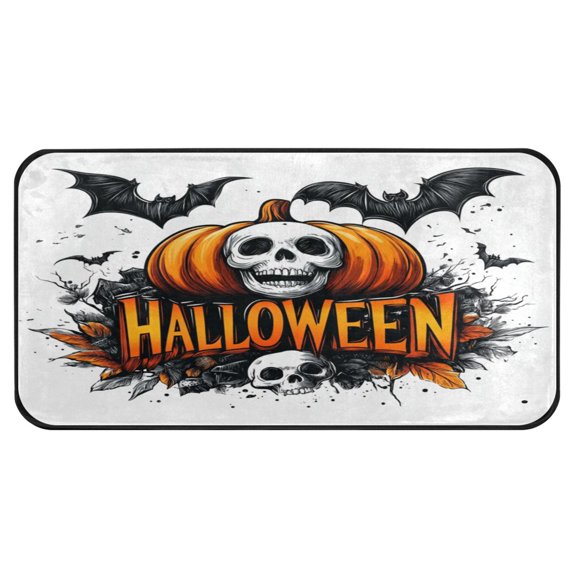 39x20 Inch Non-Slip Floor Mat Hallway Runner Rug Entrance Floor Mat Runner for Kitchen and Living Room Halloween Elements Logo