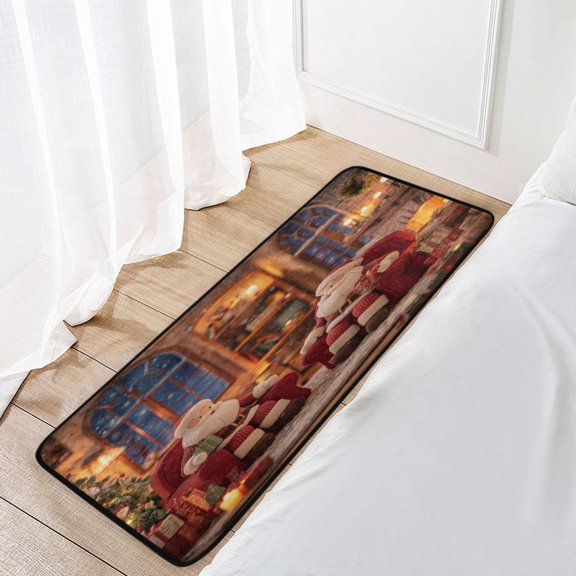 39x20 Inch Non-Slip Floor Mat Hallway Runner Rug Entrance Floor Mat Runner for Kitchen and Living Room Sitting Santa Claus