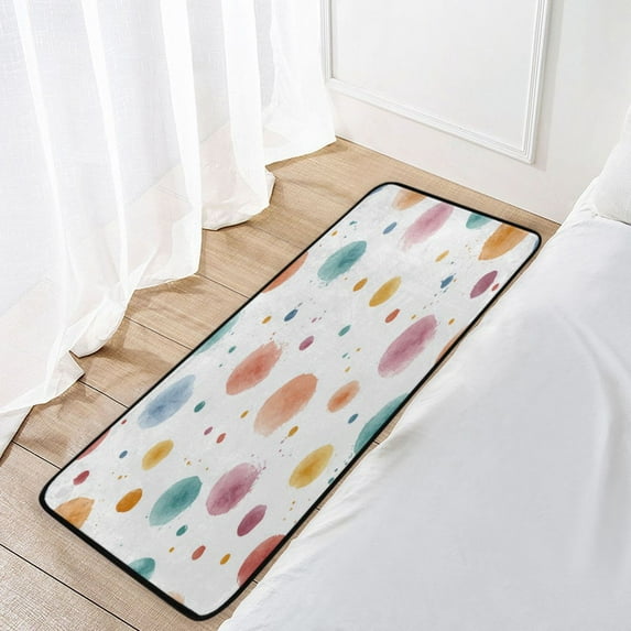 39x20 Inch Non-Slip Floor Mat Hallway Runner Rug Entrance Floor Mat Runner for Kitchen and Living Room Small Watercolor Splashes and Dots
