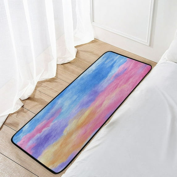 39x20 Inch Non-Slip Floor Mat Hallway Runner Rug Entrance Floor Mat Runner for Kitchen and Living Room Tie-dye Clouds Pattern