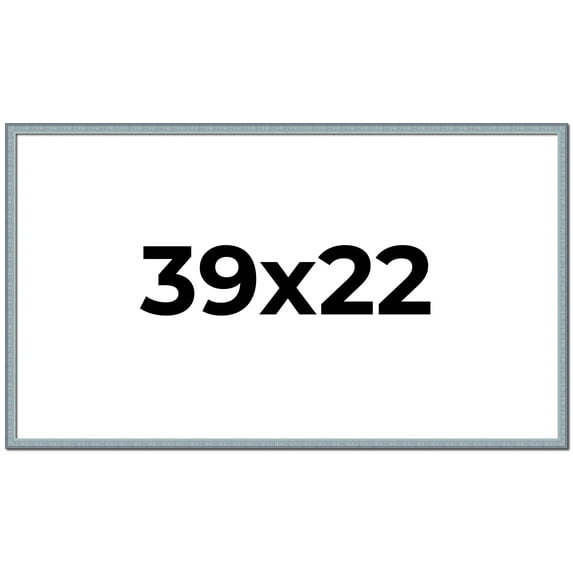 39x22 Frame Blue Scuffed Farm Board Solid Wood Picture Frame Width 0.75 Inches | Interior Depth 0.5