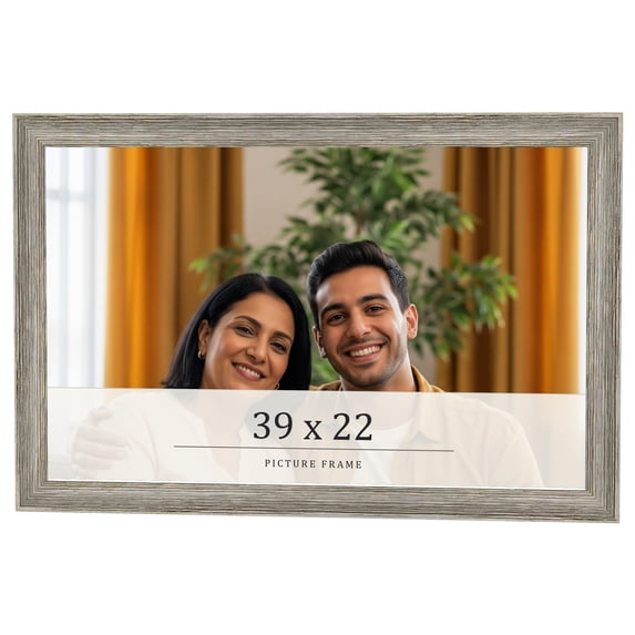 39x22 Frame Grey Solid Wood Picture Frame Width 1 Inches | Interior Frame Depth 0.5 Inches |