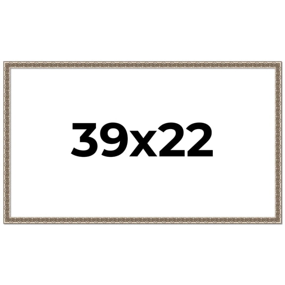 39x22 Frame Silver Versailles Ornate Solid Wood Picture Frame | 1 Inch Moulding Width | Interior