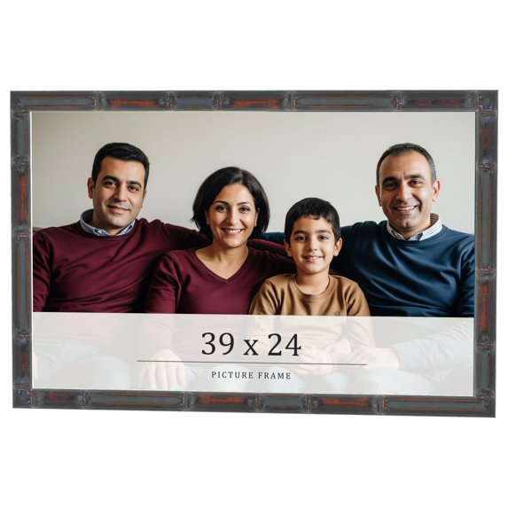 39x24 Frame Brown Bamboo with Dark Coffee/Walnut Finish | Solid Wood Picture Frame Width 0.75