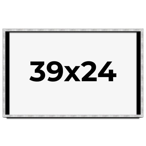 39x24 Frame Brushed Silver Solid Wood Picture Frame | 0.75 Inch Moulding Width | Rabbet Depth 0.75