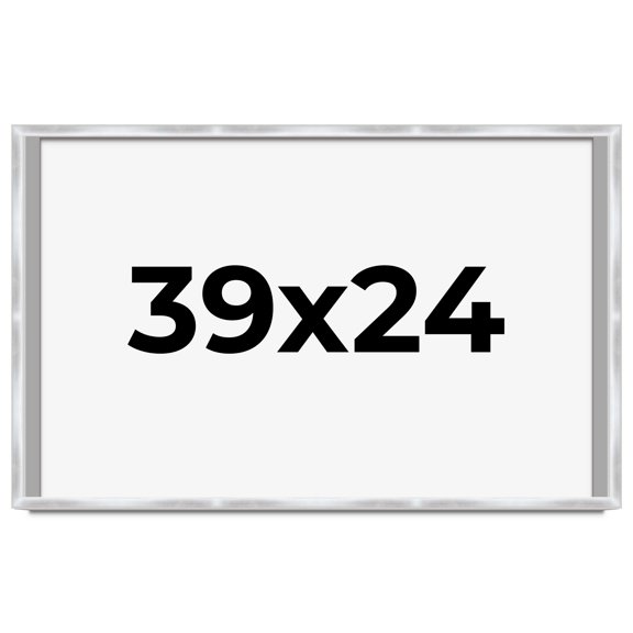 39x24 Frame Silver Whitewashed Wood Grain Solid Wood Shadow Box | 0.75 Inch Moulding Width | 0.75