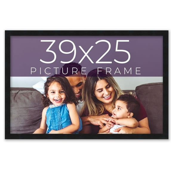 39x25 Frame Black Real Wood Picture Frame Width 0.75 inches | Interior Frame Depth 0.5 inches |