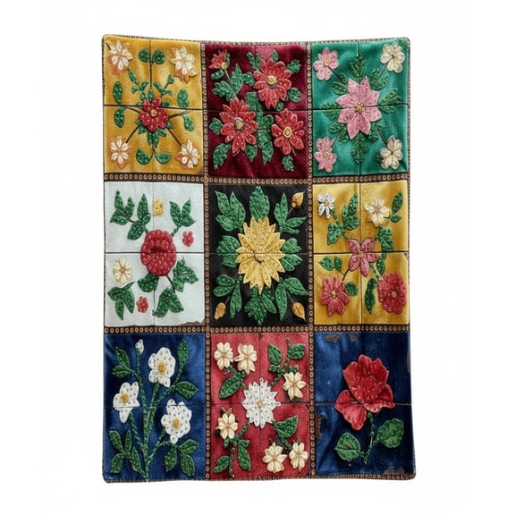 39x27.6 Inch Floral Print Blanket 9 Different Flowers Patchwork Soft Warm Nap Blanket