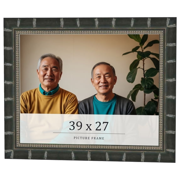 39x27 Frame Black Bamboo Solid Wood Picture Frame Width 1.5 Inches | Interior Frame Depth 0.5