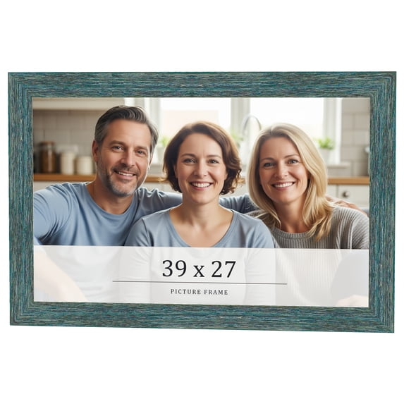 39x27 Frame Blue Rustic Barnwood Solid Wood Picture Frame Width 1.25 Inches | Interior Depth 0.5