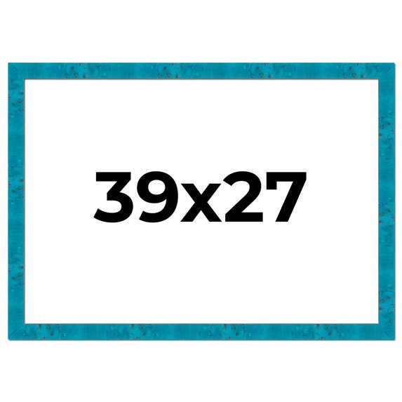 39x27 Frame Blue Teal Burl Wood Picture Frame | 1.75 Inch Moulding Width | Interior Frame Depth 0.5