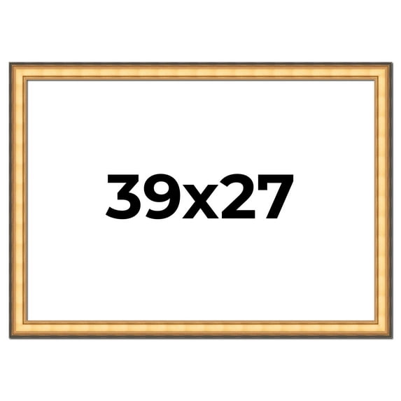 39x27 Frame Gold Plein Aire Solid Wood Picture Frame Width 2 Inches | Interior Frame Depth 0.5