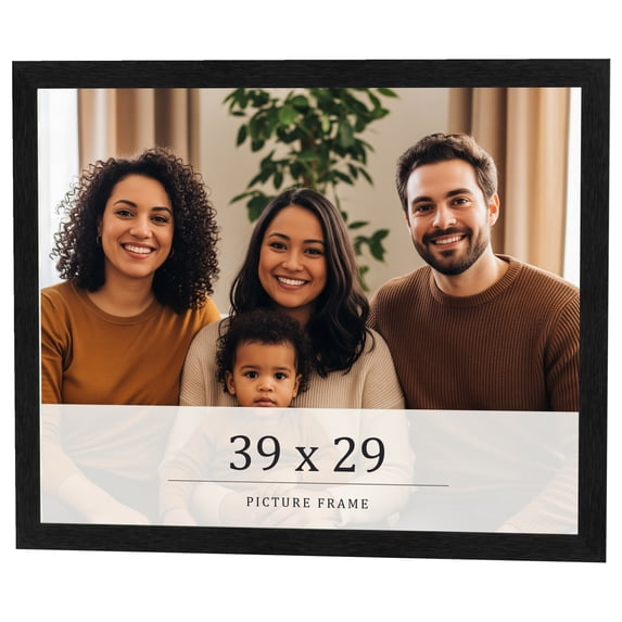 39x29 Frame Black Charcoal Grey Wood Textured Picture Frame | 0.75 Inch Moulding Width | Gunmetal