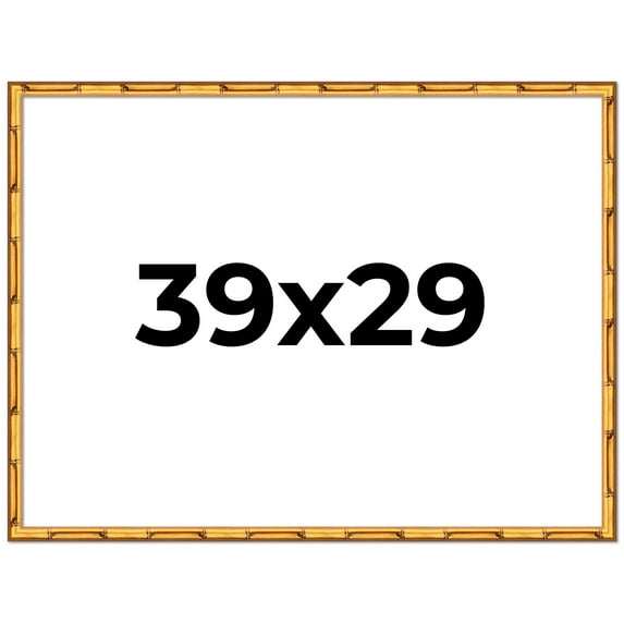39x29 Frame Gold Bamboo Solid Wood Picture Frame | 1 Inch Moulding Width | Interior Frame Depth