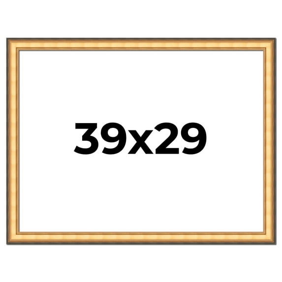 39x29 Frame Gold Plein Aire Solid Wood Picture Frame Width 2 Inches | Interior Frame Depth 0.5